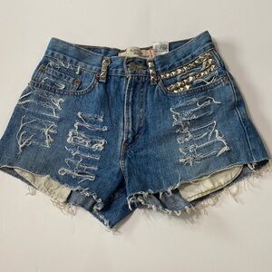 Levi’s 569 Loose High Waist Studded Jean Shorts Size 27